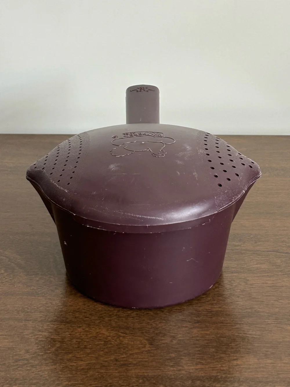 PAMPERED CHEF BROWN 1 QT MICRO-COOKER STEAMER WITH HANDLE & STRAINER LID ~ USA